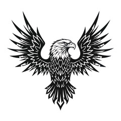 Obraz premium Majestic Eagle Wings Spread Silhouette Vector Illustration