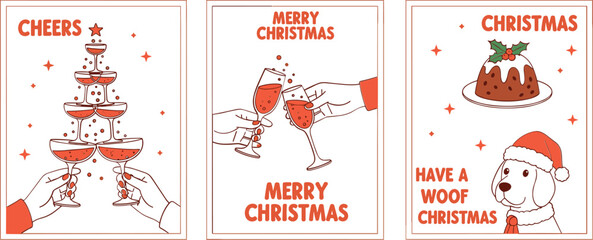 Festive Christmas greetings with champagne and dog © Crazy Dreamy Boy