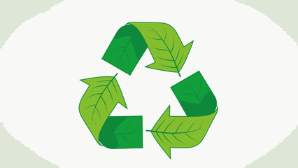 Obraz premium Green Recycling Symbol with Leaf Arrows.