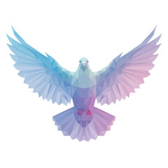 Geometric Dove Flying Wings Spread, Polygonal Art, Peace Symbol, Abstract Bird © Roni