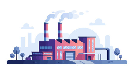 Obraz premium Industrial factory with smokestacks and buildings.