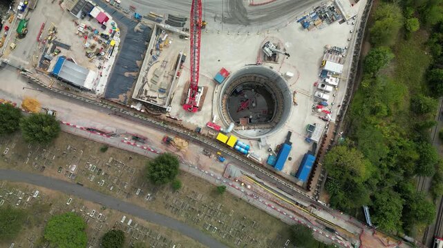Construction of the Victoria Road Crossover Box in Acton, Ealing, a critical structure for the upcoming HS2 high-speed rail line.