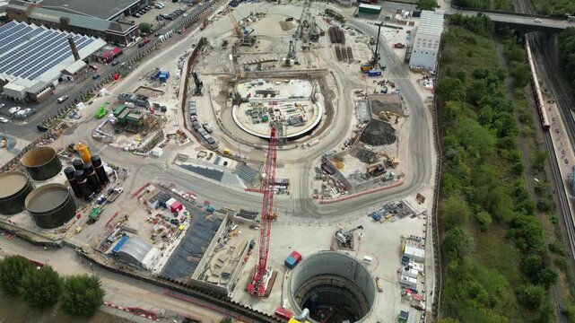 Construction of the Victoria Road Crossover Box in Acton, Ealing, a critical structure for the upcoming HS2 high-speed rail line.