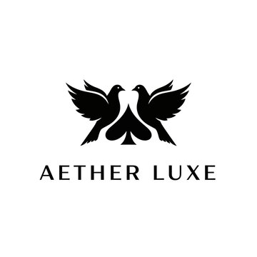 Luxury brand logo featuring two birds in flight together.