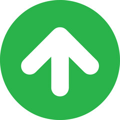 Green circle with a white arrow pointing upwards indicating growth or progress Vector