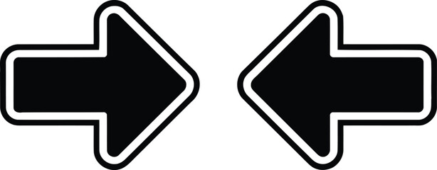 Two black arrows pointing in opposite directions with white borders Vector
