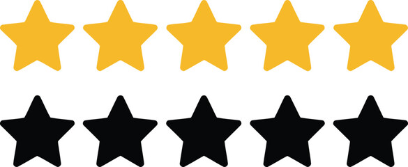A visual representation of a five-star rating system with filled and empty stars. Vector