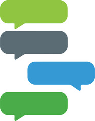 Colorful speech bubbles arranged in a vertical sequence representing a conversation Vector