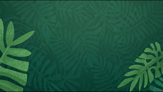 Cute Green Cartoon Parrot Standing on Branch in Jungle