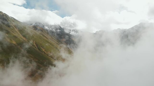 Flying over clouds near Kackar mountain group, northern Turkey