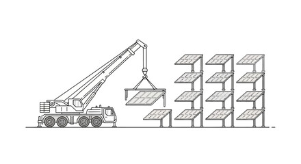 Crane lifting a heavy concrete block. © ayana