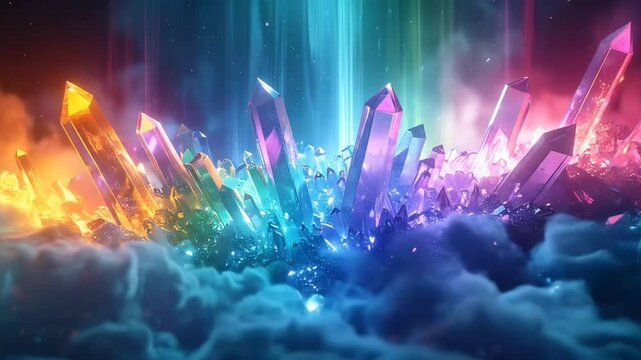 Colorful crystal formations abstract illustration