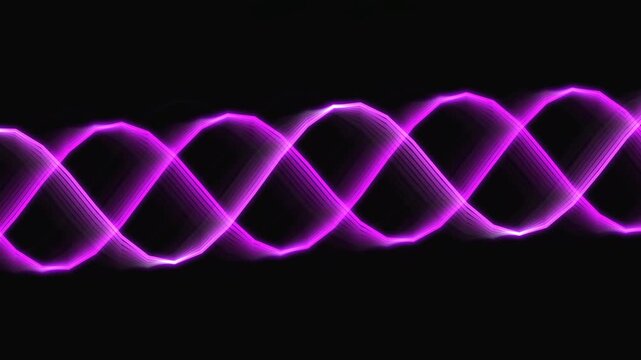 Abstract seamless looping animation of glowing purple sine waves on a black background, perfect for technology, music, or futuristic design projects and presentations