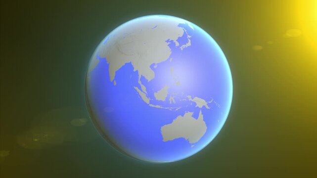 The animation shows a graphic representation of the earth and highlights the location and map of Guam colored red.