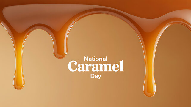 National Caramel Day celebration with flowing caramel background