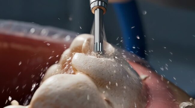 Stylized Tooth Drilling in Pulp Chamber Close-Up
