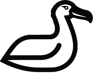 Stylized black and white dodo bird icon graphic design © upeh