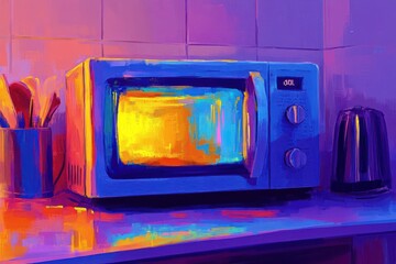 A Vibrant Microwave Oven in a Modern Kitchen