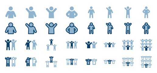 人物のポーズと人数バリエーションのアイコンセット