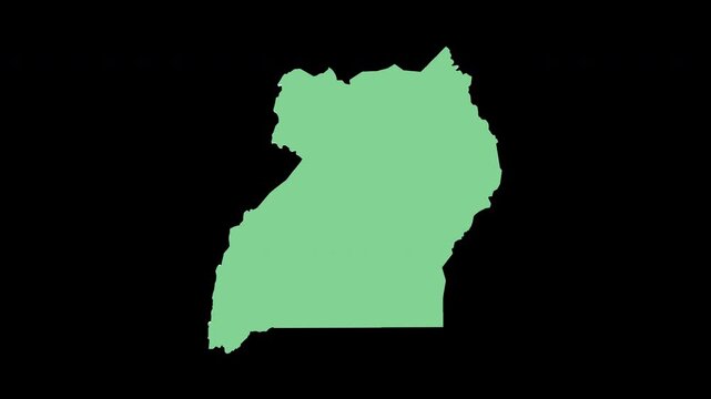 Uganda green 3D map spin perfect 10 second loop black background