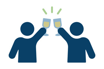祝杯をあげる二人のワイングラスのアイコン