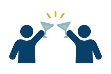 パーティーで乾杯する二人のアイコン