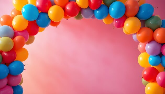 Colorful balloons arch decoration, celebration theme, bright background