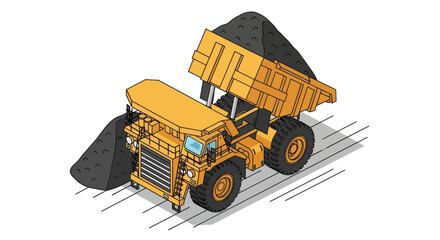 Heavy-duty mining dump truck and front-end loader working together. © Truk