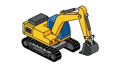 Isometric Excavator Illustration Heavy Construction Equipment. © Truk