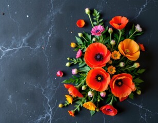 Wildflower Bouquet Matte Black Background