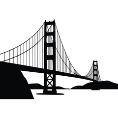 Fototapeta premium Silhouette of the golden gate bridge against a white background