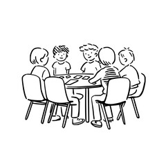 Children Sitting Around Table Playing Board Game