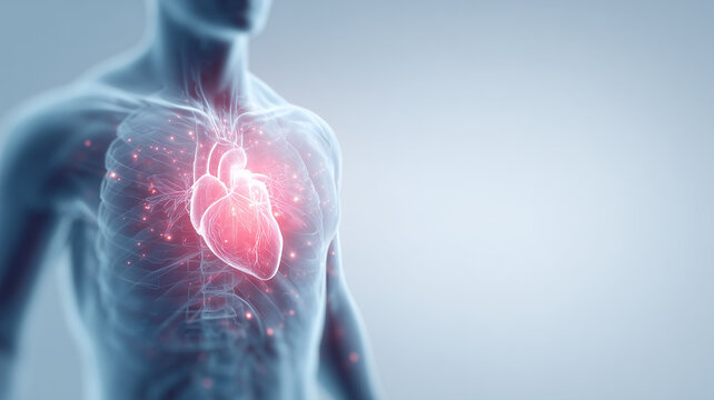人間の心臓の3Dイラスト｜循環器系の疾患や炎症、痛みを表現