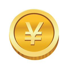 Obraz premium Yen vector icon illustration, gold yen coin currency symbol vector image, isolated on white background, suitable for finance themes 