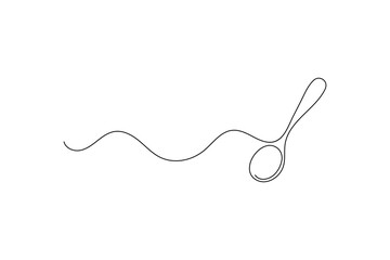 Obraz premium Spoon minimalist continuous line drawing isolated outline vector illustration