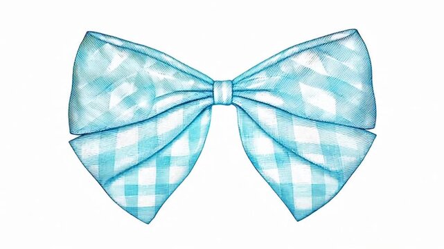 Blue Plaid Bow Animation Loop.