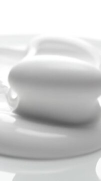 A vertical collage of white cosmetic cream textures and smears.