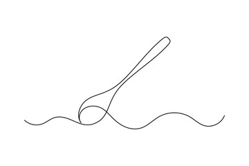 Obraz premium Spoon single continuous line art modern minimalist vector illustration