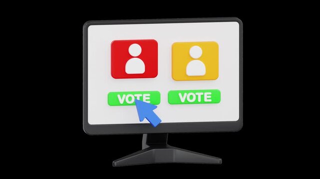 Online Voting System and Digital Election 3D Concept, 3D Animation, Alpha Channel