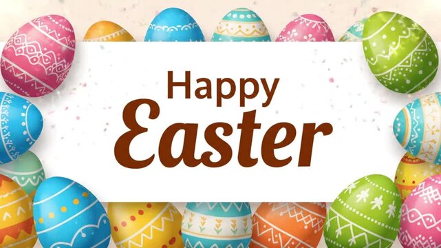 Celebrating Easter Day with Colorful Eggs and Festive Decorations in a Joyful Scene