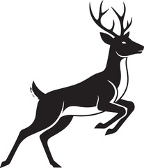 Fototapeta premium Graceful deer jumping with large antlers and strong hind legs