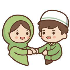 Couple Holding Hands in Traditional Attire