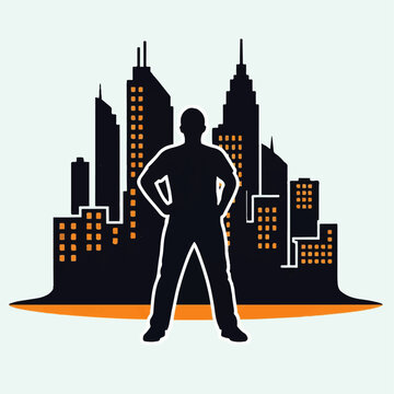 Silhouette of a confident businessman standing.