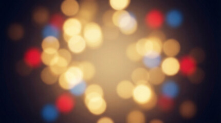 Fototapeta premium Abstract gold and colorful bokeh lights background. Blurred festive christmas texture. Holiday celebration concept