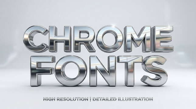 Chrome Fonts 3D Text Illustration Design.