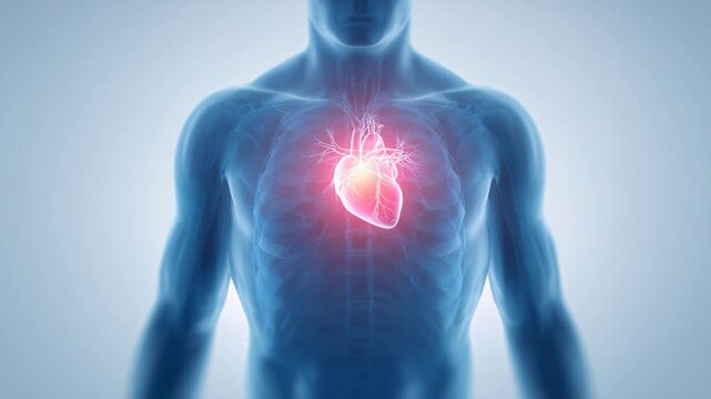 人間の心臓のイラストレーション動画｜循環器系の疾患や炎症、痛みを表現