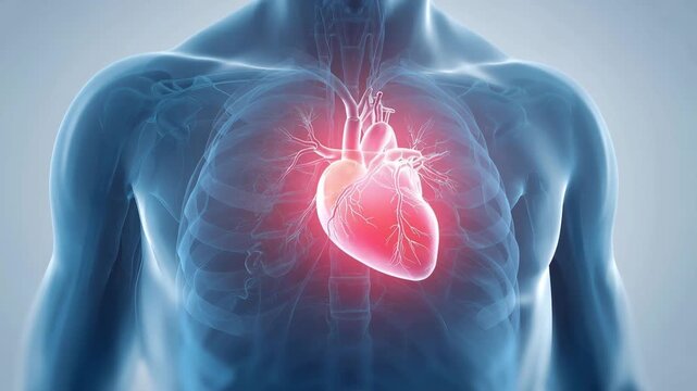人間の心臓のイラストレーション動画｜循環器系の疾患や炎症、痛みを表現