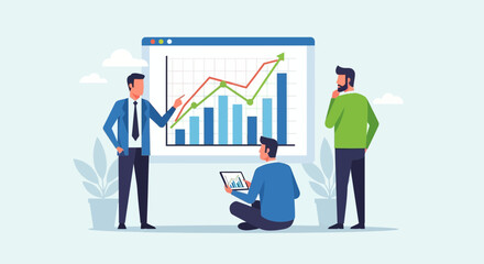 Professional Office Meeting Vector Illustration of Business Strategy and Growth