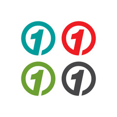Four Number One Logos in Circles