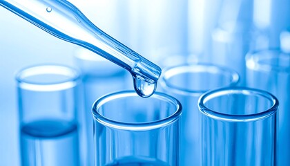 Precision in Science: An overhead shot showcases a pipette delicately releasing a droplet into a pristine test tube.